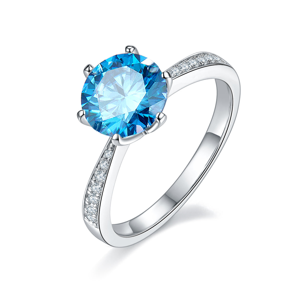 2.0 CT D Color Moissanite Pave Dancing Custom Ring in White Gold Plated Sterling Silver#3