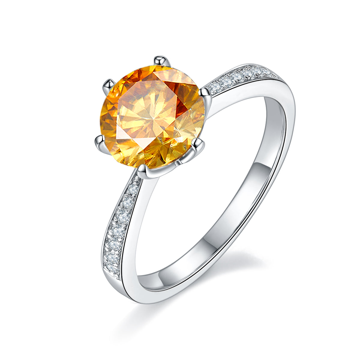 2.0 CT D Color Moissanite Pave Dancing Custom Ring in White Gold Plated Sterling Silver#1