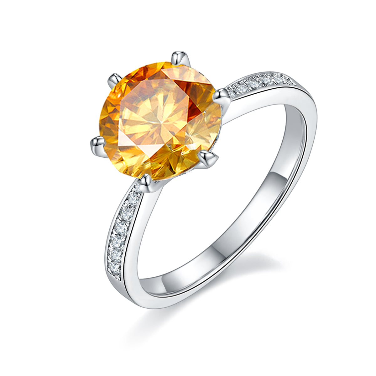 3.0 CT D Color Moissanite Pave Dancing Custom Ring in White Gold Plated Sterling Silver#1
