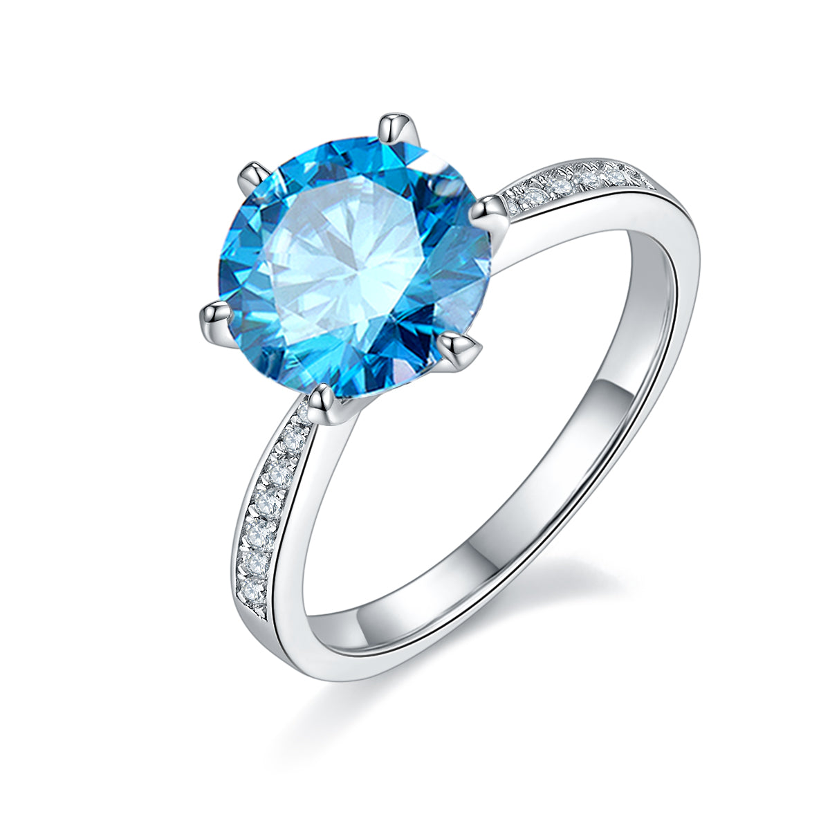 3.0 CT D Color Moissanite Pave Dancing Custom Ring in White Gold Plated Sterling Silver#3