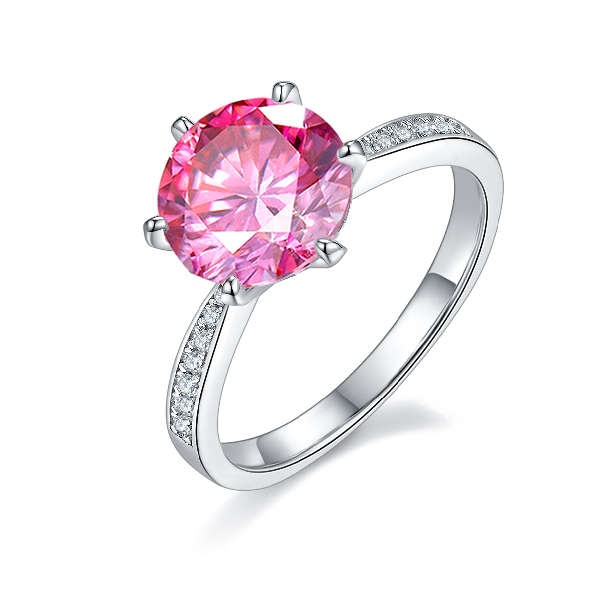 3.0 CT D Color Moissanite Pave Dancing Custom Ring in White Gold Plated Sterling Silver#2