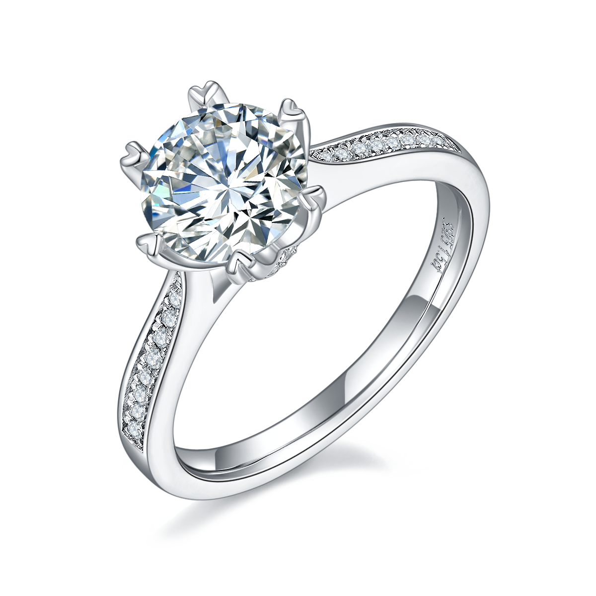 1.5 CT D Color Moissanite Spinning Fortune Custom Ring in White Gold Plated Sterling Silver#0