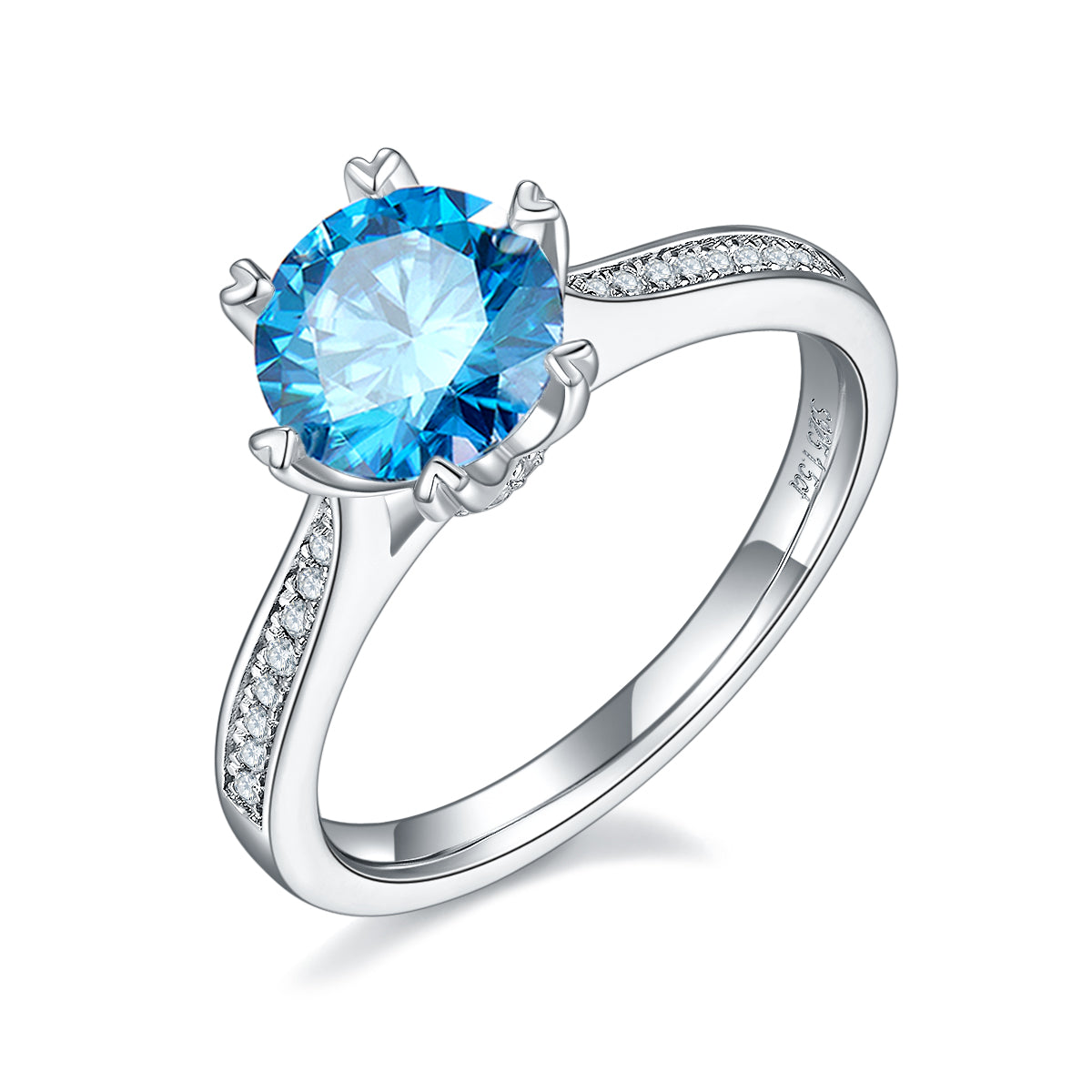 1.5 CT D Color Moissanite Spinning Fortune Custom Ring in White Gold Plated Sterling Silver#3