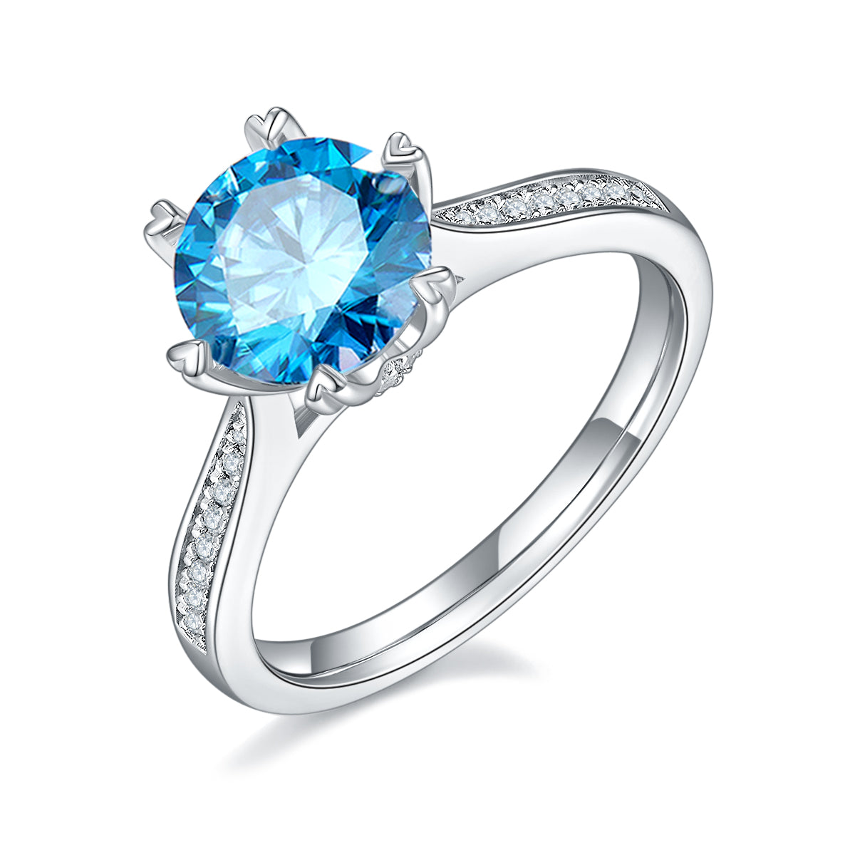 2.0 CT D Color Moissanite Spinning Fortune Custom Ring in White Gold Plated Sterling Silver#3