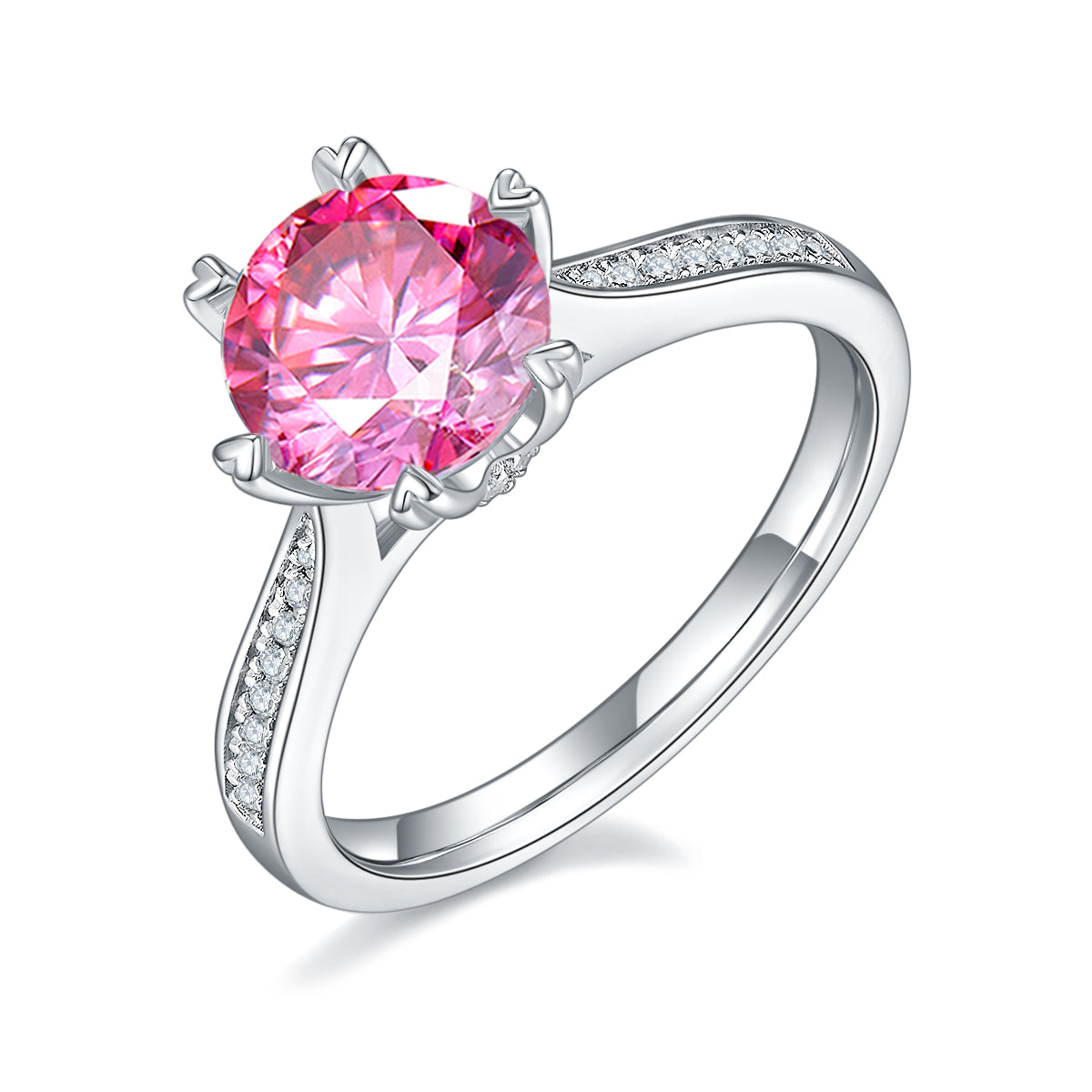 2.0 CT D Color Moissanite Spinning Fortune Custom Ring in White Gold Plated Sterling Silver#2