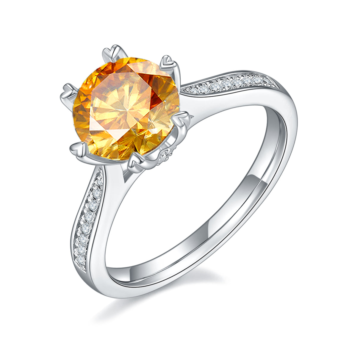 2.0 CT D Color Moissanite Spinning Fortune Custom Ring in White Gold Plated Sterling Silver#1