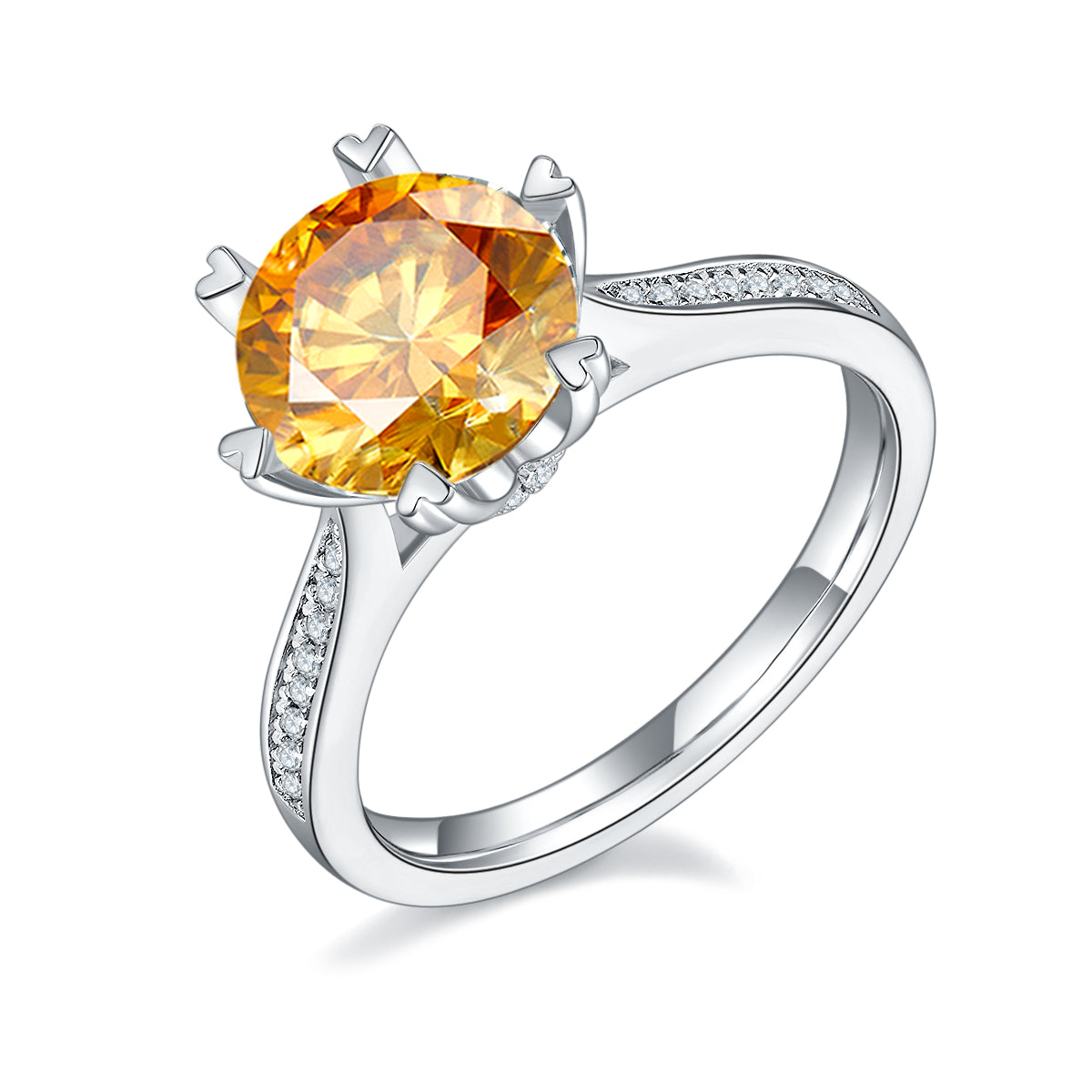3.0 CT D Color Moissanite Spinning Fortune Custom Ring in White Gold Plated Sterling Silver#1