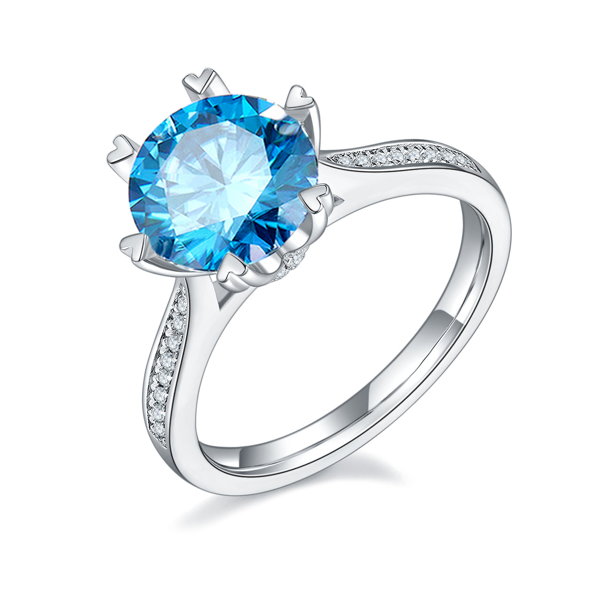 3.0 CT D Color Moissanite Spinning Fortune Custom Ring in White Gold Plated Sterling Silver#3
