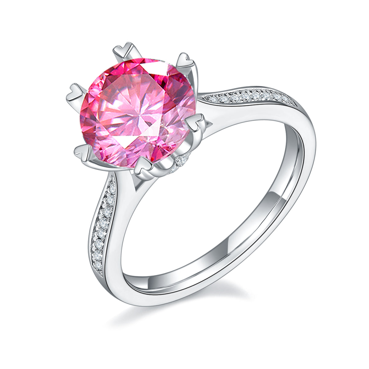3.0 CT D Color Moissanite Spinning Fortune Custom Ring in White Gold Plated Sterling Silver#2