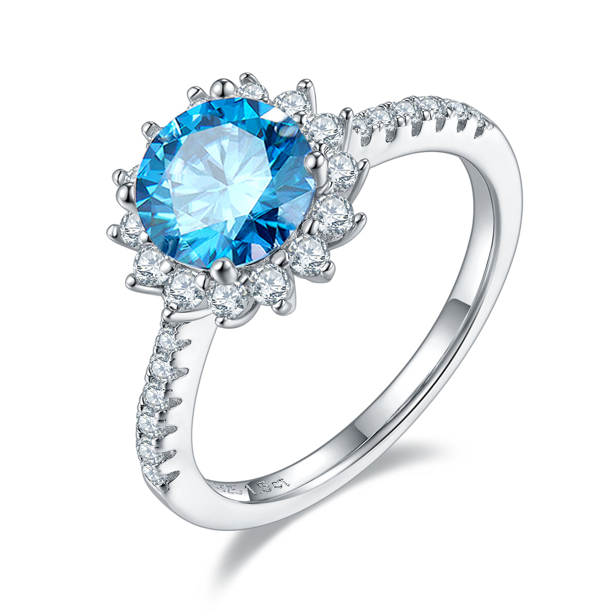 1.5 CT D Color Moissanite Sunflower Custom Ring in White Gold Plated Sterling Silver#3