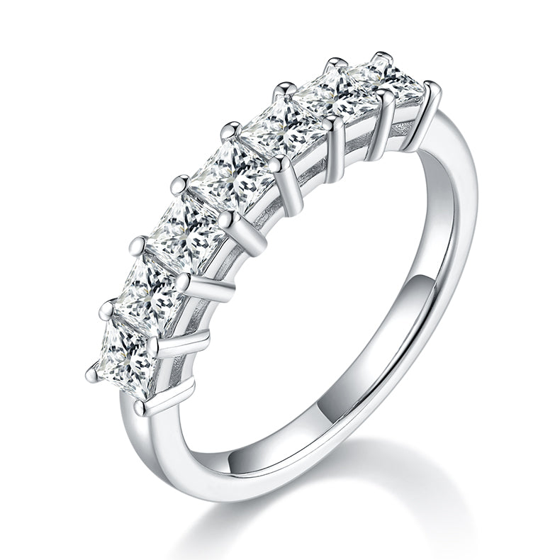 2.1 CT D Color Princess Cut Moissanite Eternity Band in White Gold Plated Sterling Silver#0