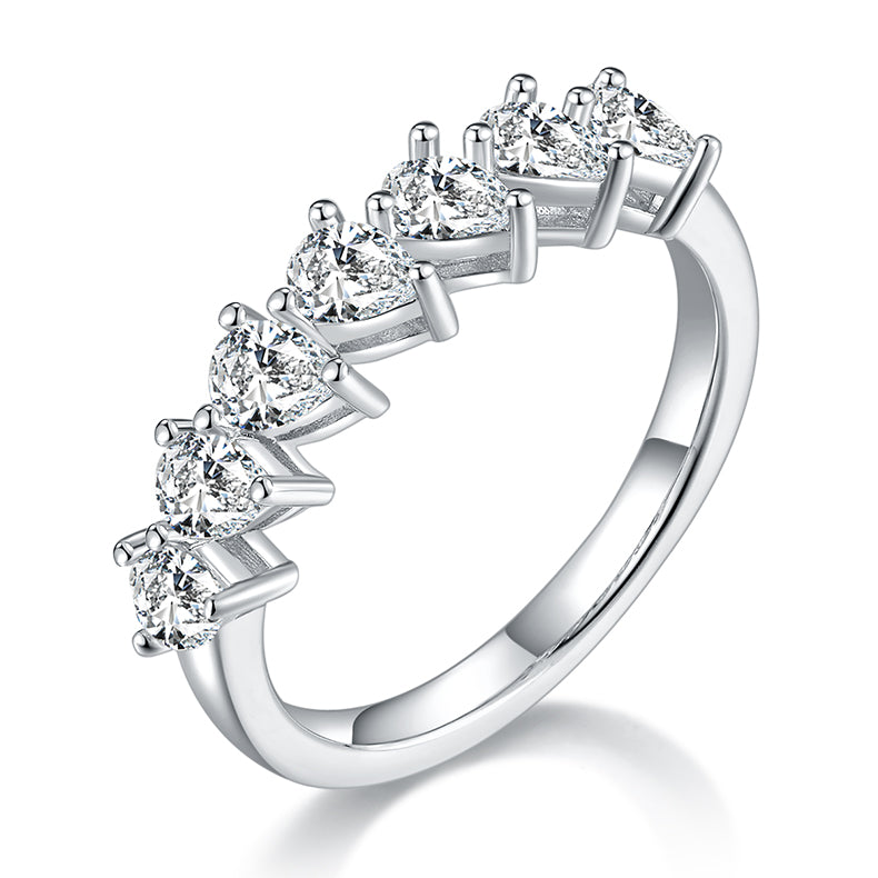 2.1 CT D Color Pear Cut Moissanite Eternity Band in White Gold Plated Sterling Silver#0