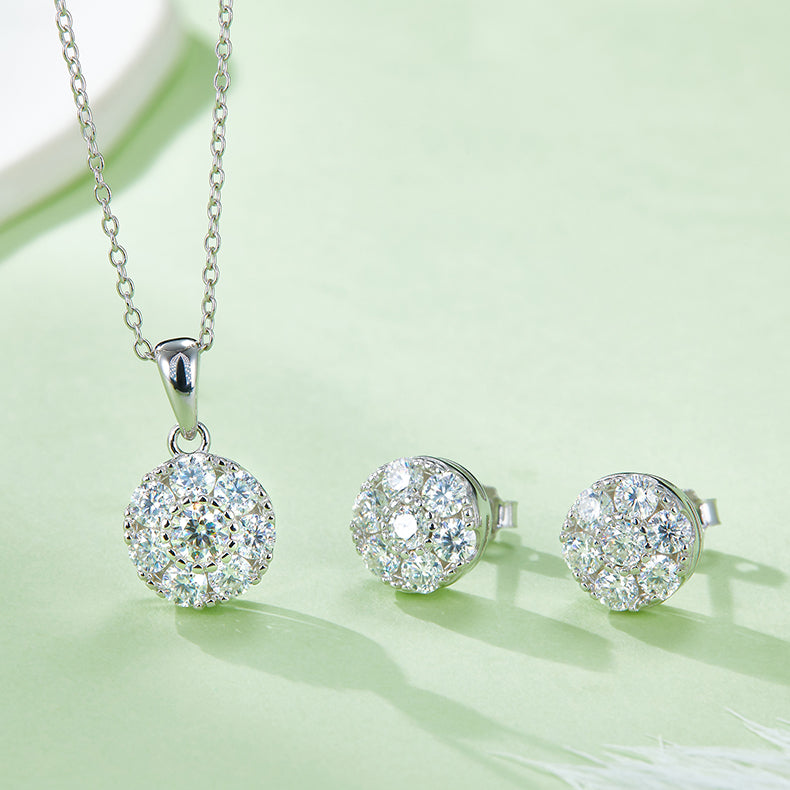 Moissanite Flower Core Necklace in White Gold Plated Sterling Silver#3