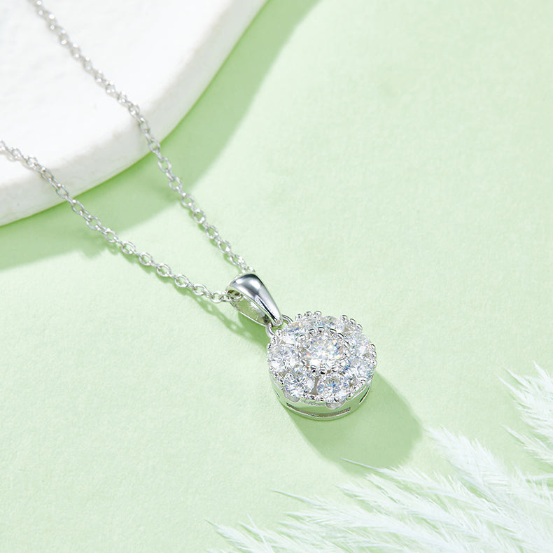 Moissanite Flower Core Necklace in White Gold Plated Sterling Silver#4