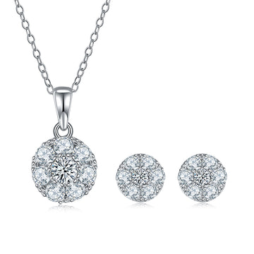 Moissanite Flower Core Necklace in White Gold Plated Sterling Silver#2