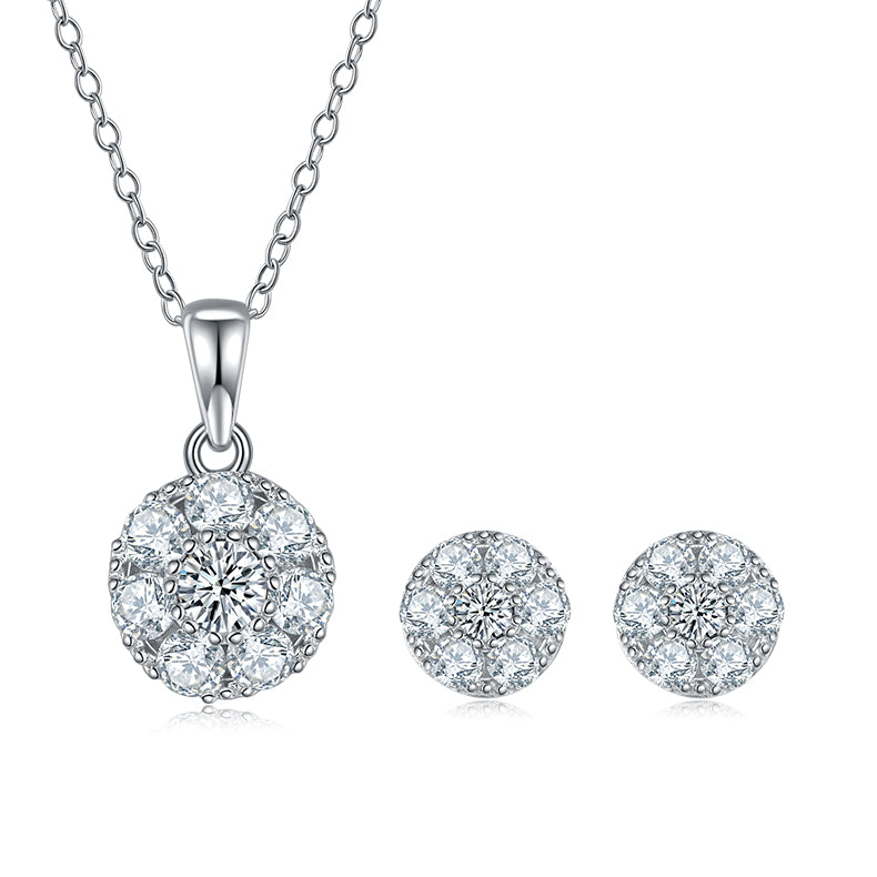 Moissanite Flower Core Necklace in White Gold Plated Sterling Silver#2