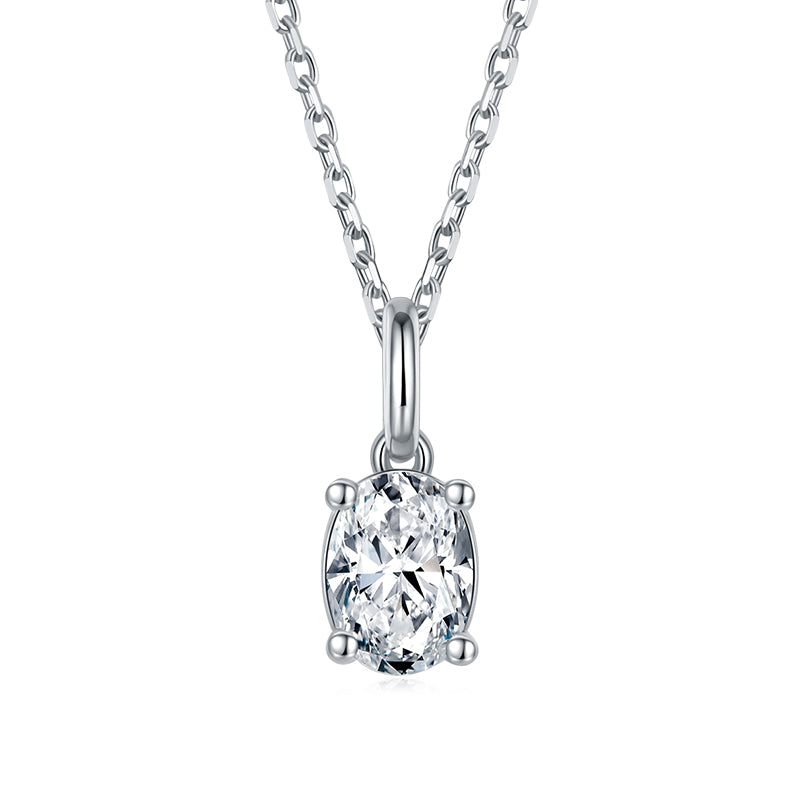 Oval Cut Moissanite Classic Pendant & Stud Earrings Set in White Gold Plated Sterling Silver#7