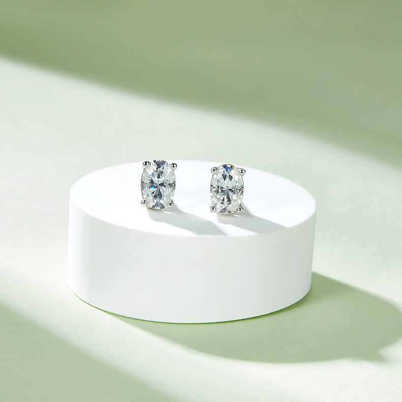 Oval Cut Moissanite Classic Pendant & Stud Earrings Set in White Gold Plated Sterling Silver#12