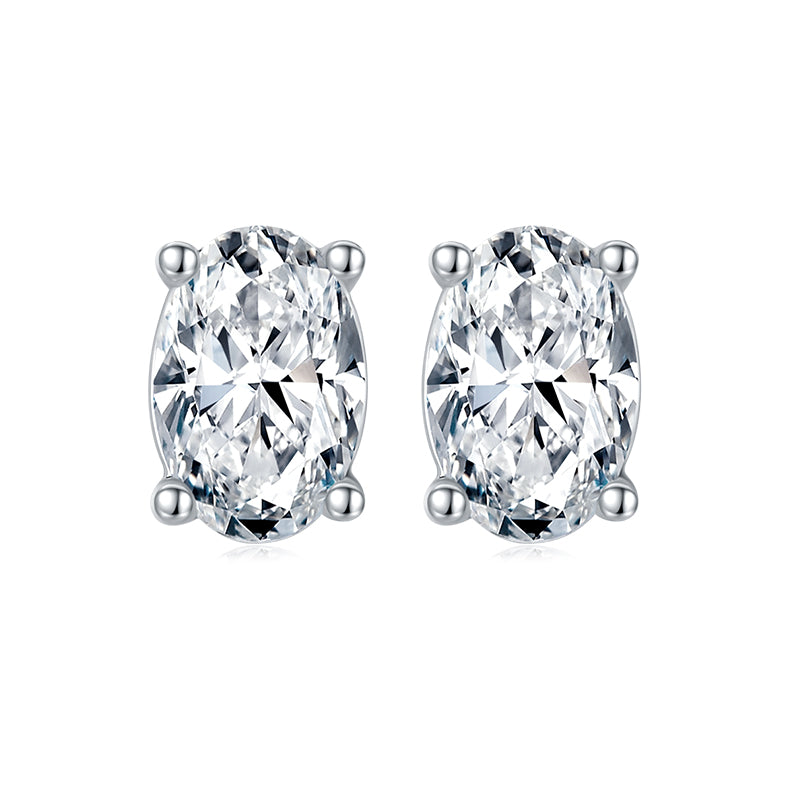 Oval Cut Moissanite Classic Pendant & Stud Earrings Set in White Gold Plated Sterling Silver#8