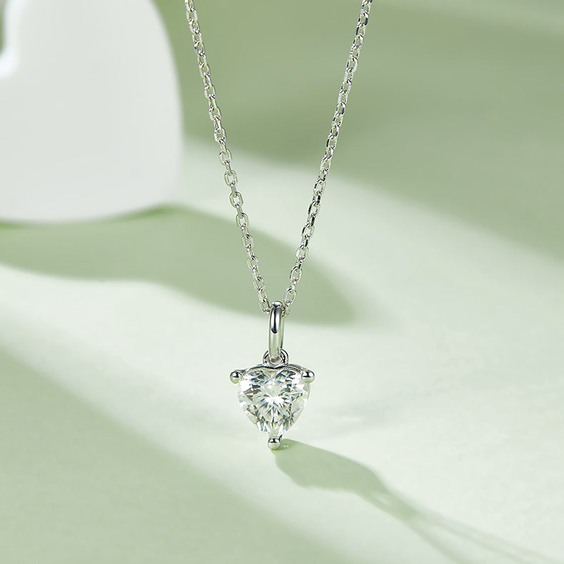 Heart Cut Moissanite Classic Pendant & Stud Earrings Set in White Gold Plated Sterling Silver#11