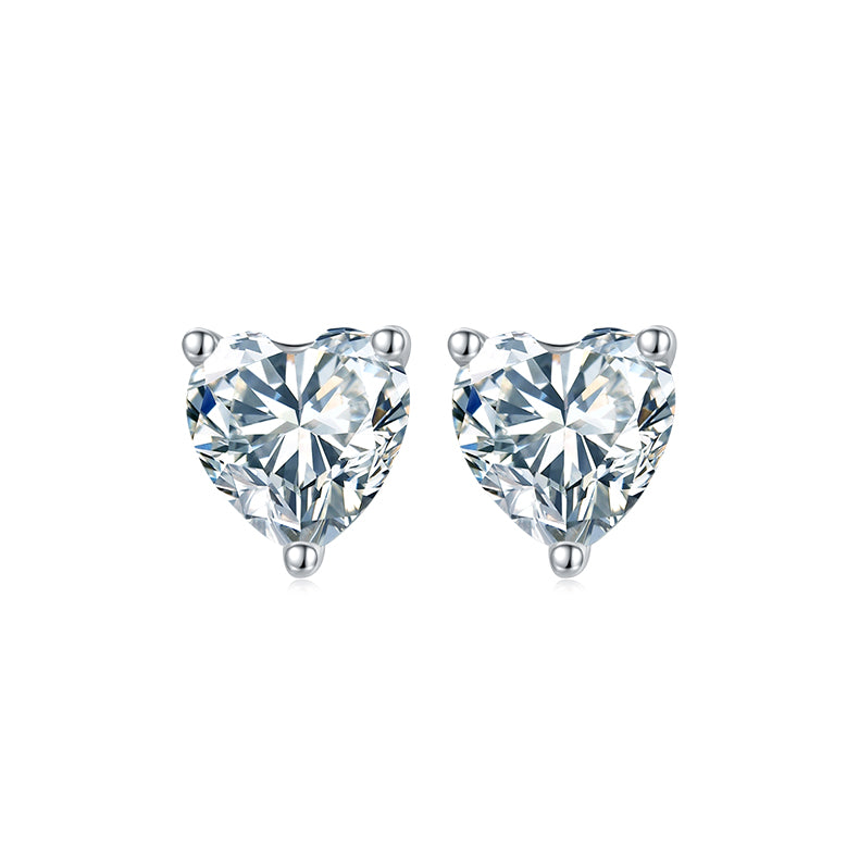 Heart Cut Moissanite Classic Pendant & Stud Earrings Set in White Gold Plated Sterling Silver#8