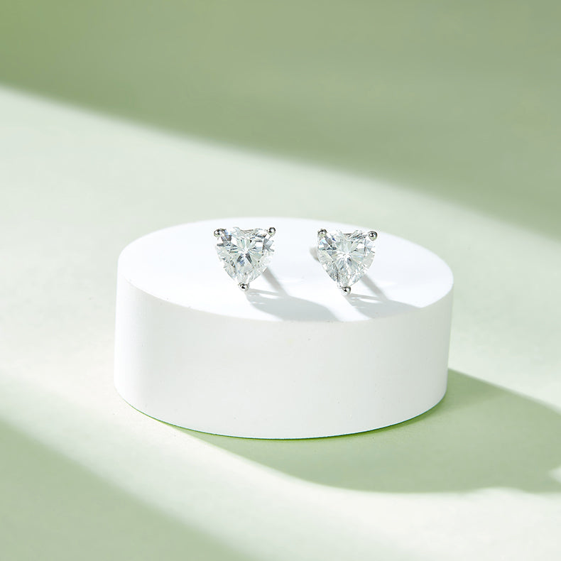 Heart Cut Moissanite Classic Pendant & Stud Earrings Set in White Gold Plated Sterling Silver#12