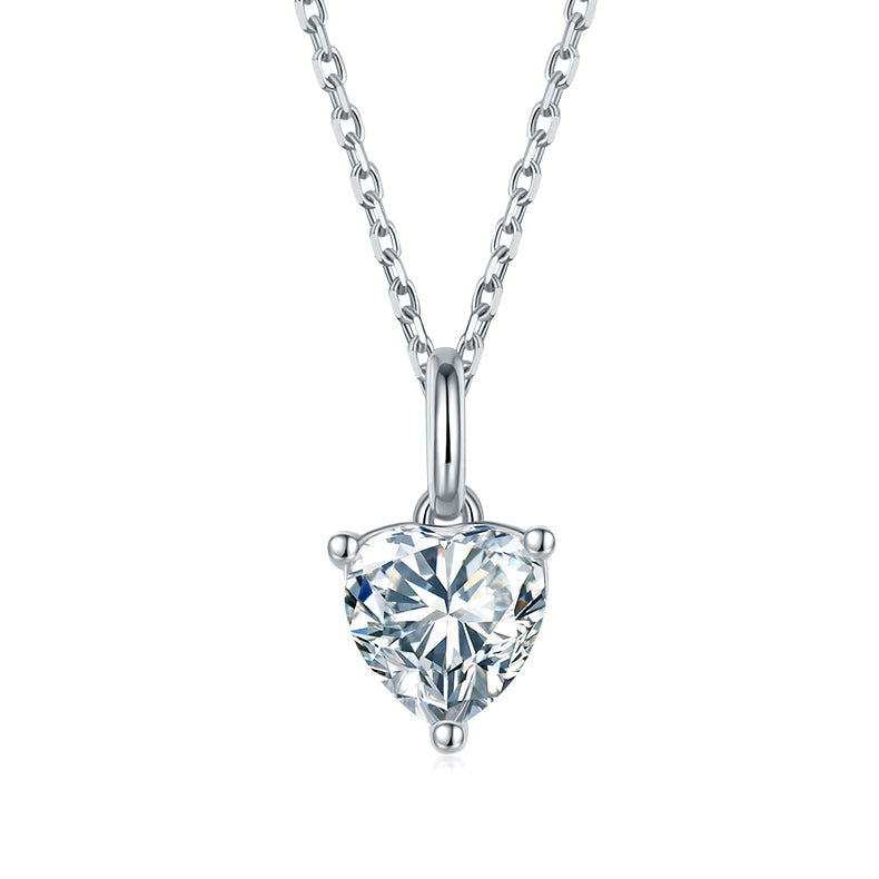 Heart Cut Moissanite Classic Pendant & Stud Earrings Set in White Gold Plated Sterling Silver#7