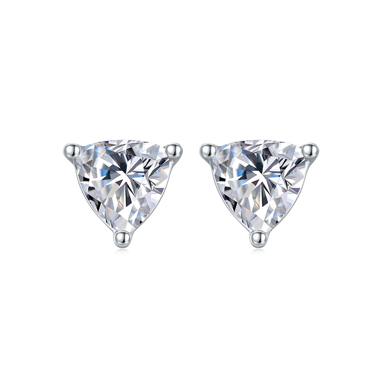Trillion Cut Moissanite Classic Pendant & Stud Earrings Set in White Gold Plated Sterling Silver#8