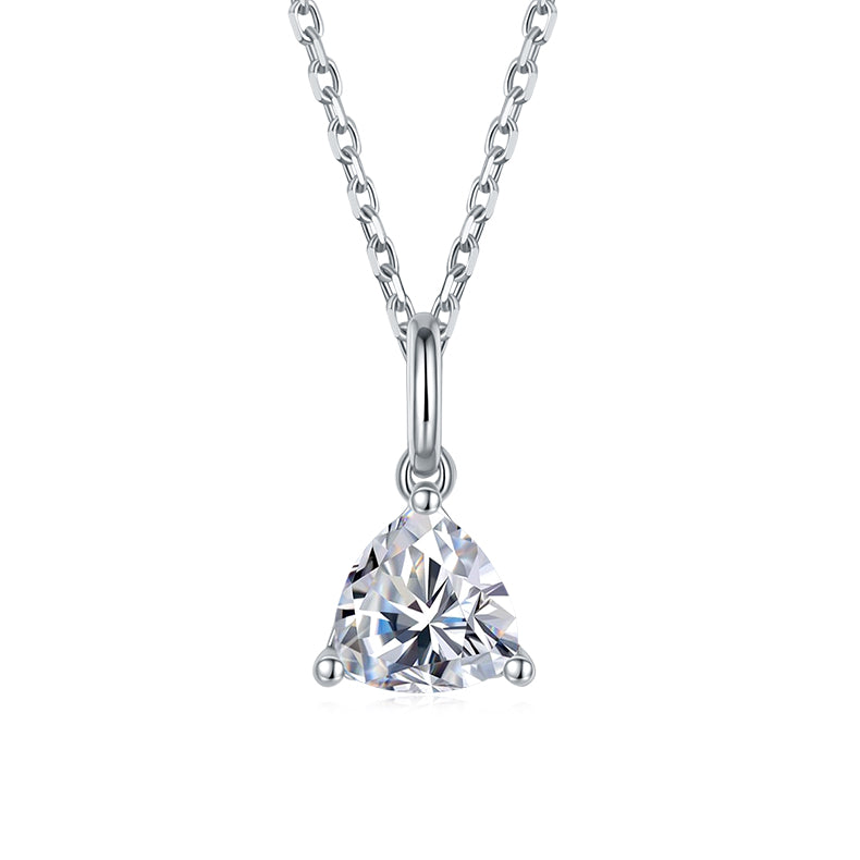 Trillion Cut Moissanite Classic Pendant & Stud Earrings Set in White Gold Plated Sterling Silver#7