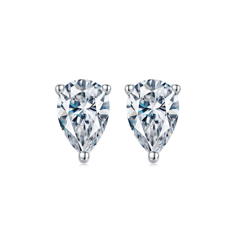 Pear Cut Moissanite Classic Pendant & Stud Earrings Set in White Gold Plated Sterling Silver#8
