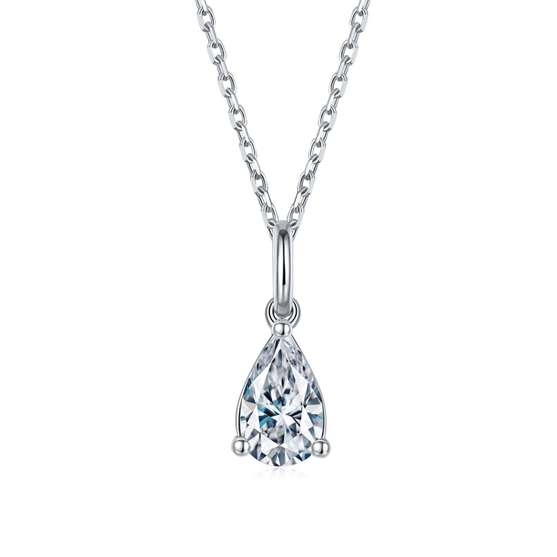 Pear Cut Moissanite Classic Pendant & Stud Earrings Set in White Gold Plated Sterling Silver#7