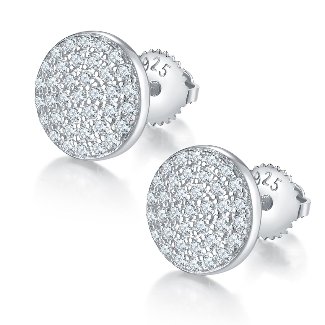 0.6 CT D Color Moissanite Melee Flat Round Screw Back Studs in Sterling Silver#0