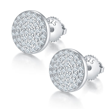 0.6 CT D Color Moissanite Melee Flat Round Screw Back Studs in Sterling Silver#0