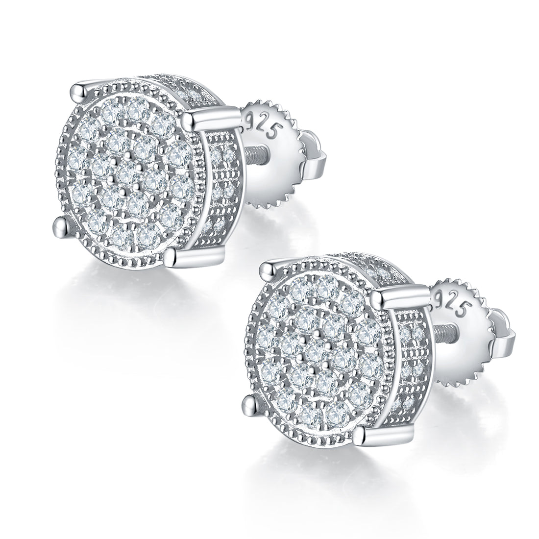 0.81 CT D Color Moissanite Melee Round Bar Screw Back Studs in Sterling Silver#0