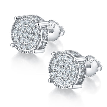 0.81 CT D Color Moissanite Melee Round Bar Screw Back Studs in Sterling Silver#0