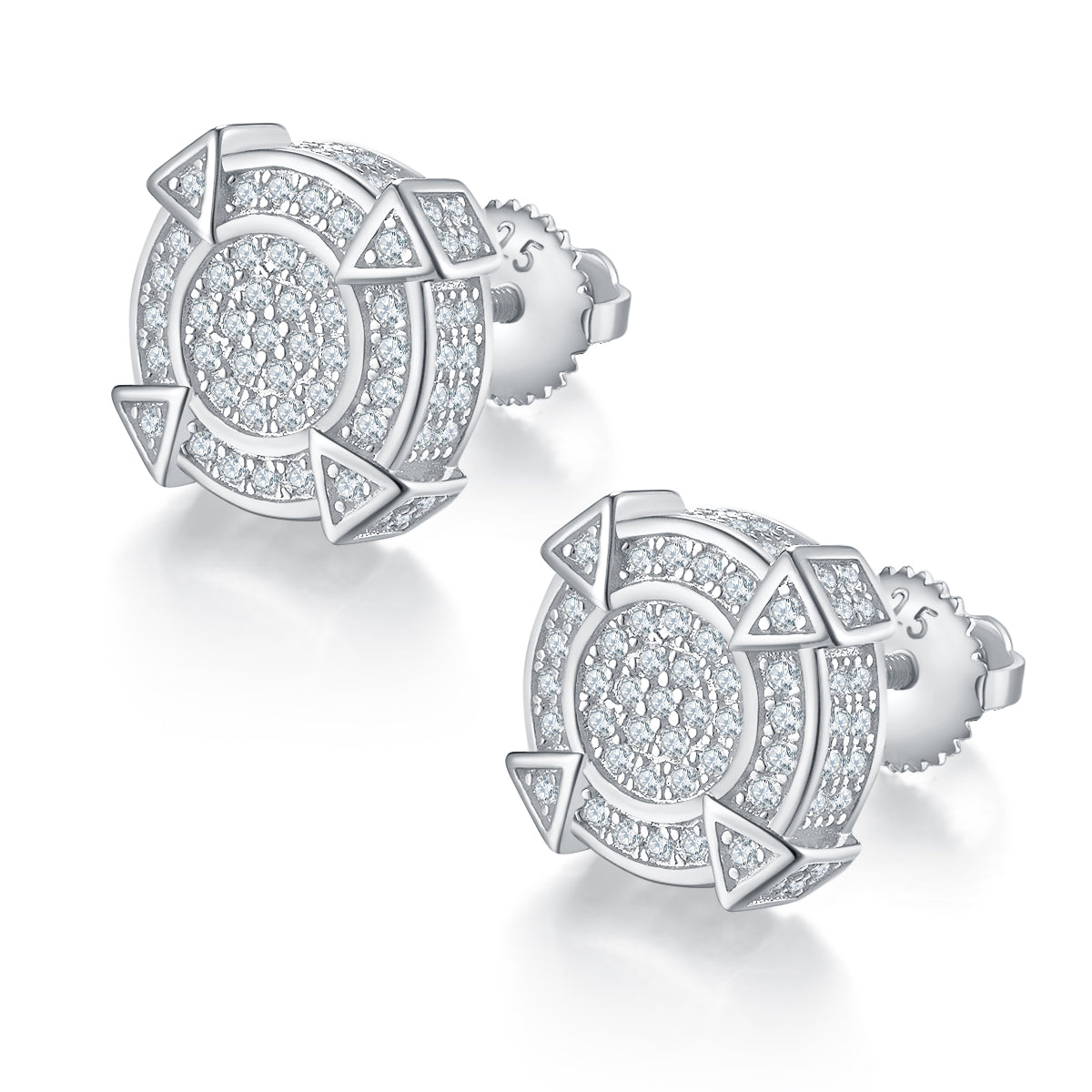0.83 CT D Color Moissanite Melee Round Spike Screw Back Studs in Sterling Silver#0