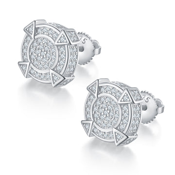 0.83 CT D Color Moissanite Melee Round Spike Screw Back Studs in Sterling Silver#0