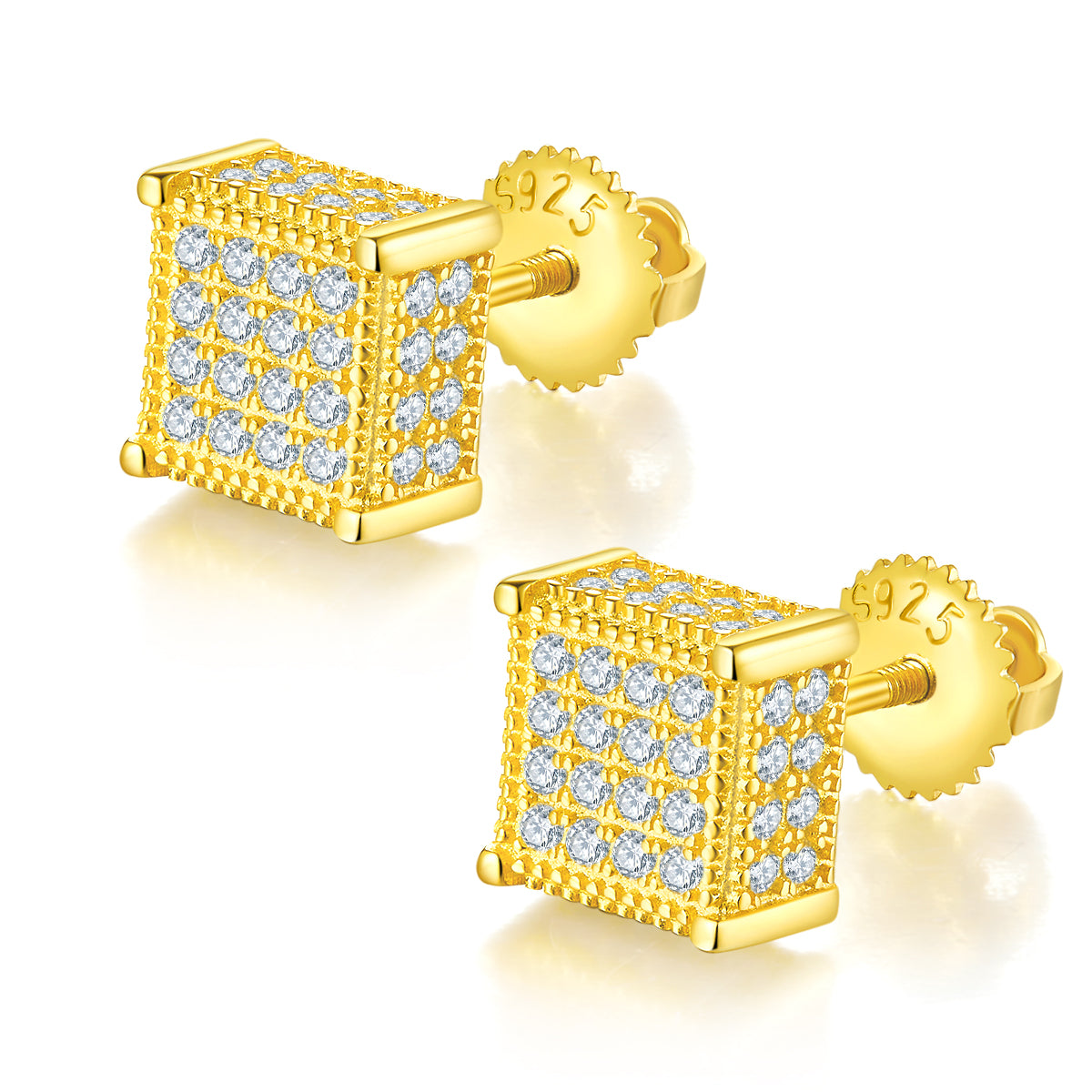 0.77 CT D Color Moissanite Melee Cube Screw Back Studs in Sterling Silver#1