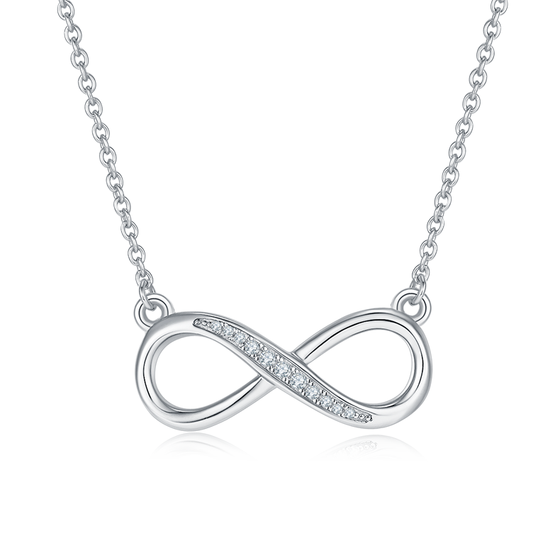 0.1 CT D Color Moissanite Melee Minimalist Infinity Love Pendant in Sterling Silver#0