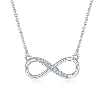 0.1 CT D Color Moissanite Melee Minimalist Infinity Love Pendant in Sterling Silver#0
