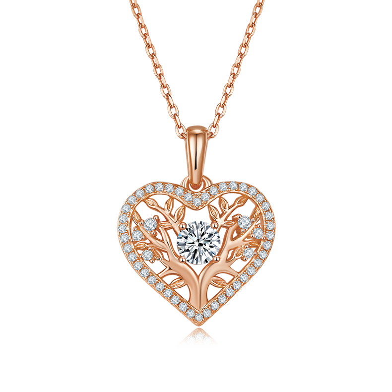 0.78 CT D Color Moissanite Melee Tree of Life Heart Pendant in Sterling Silver#1