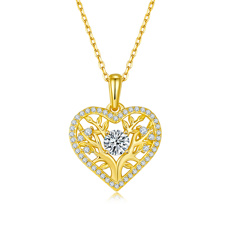 0.78 CT D Color Moissanite Melee Tree of Life Heart Pendant in Sterling Silver#2