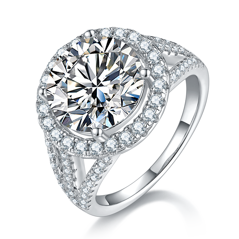 5.0 CT D Color Bezel Set Moissanite Classic Ring in White Gold Plated Sterling Silver#0
