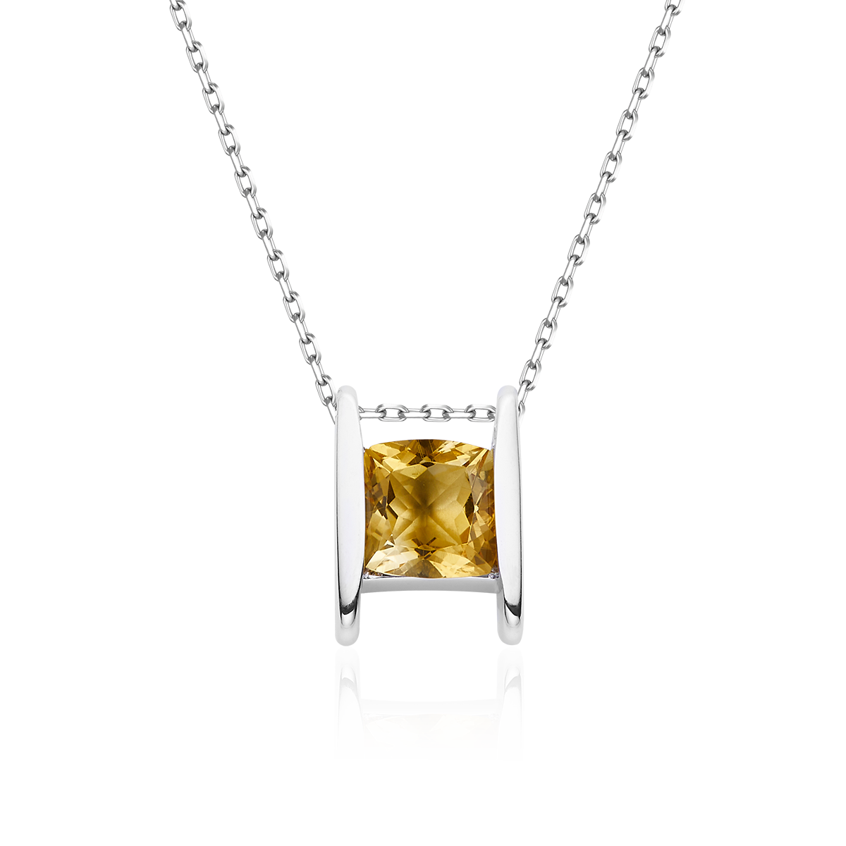 Garnet / Amethyst / Topaz Necklace in White Gold Plated Sterling Silver#2