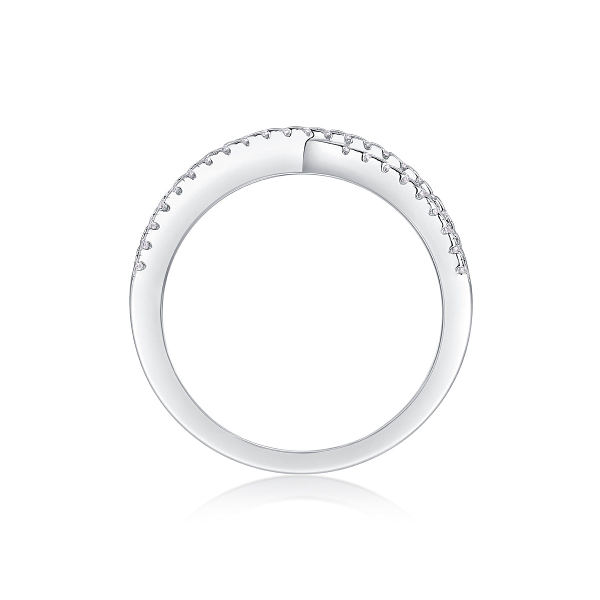 0.246 CT Moissanite Melee Ring in 18K White Gold Plated Sterling Silver#1