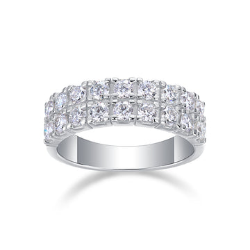 1.08 CT Moissanite Melee Ring in 18K White Gold Plated Sterling Silver#0