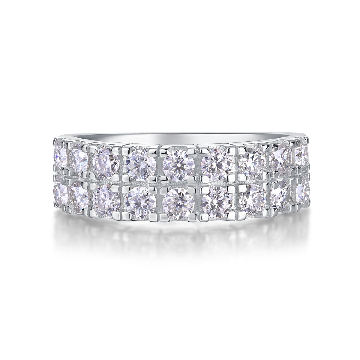 1.08 CT Moissanite Melee Ring in 18K White Gold Plated Sterling Silver#4