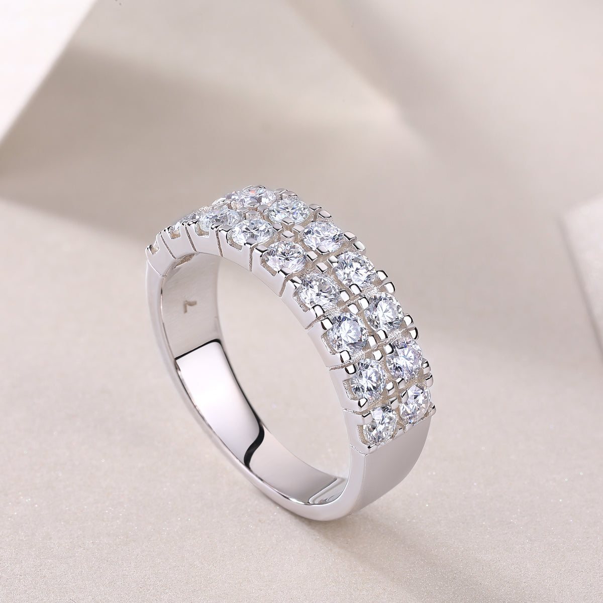 1.08 CT Moissanite Melee Ring in 18K White Gold Plated Sterling Silver#5