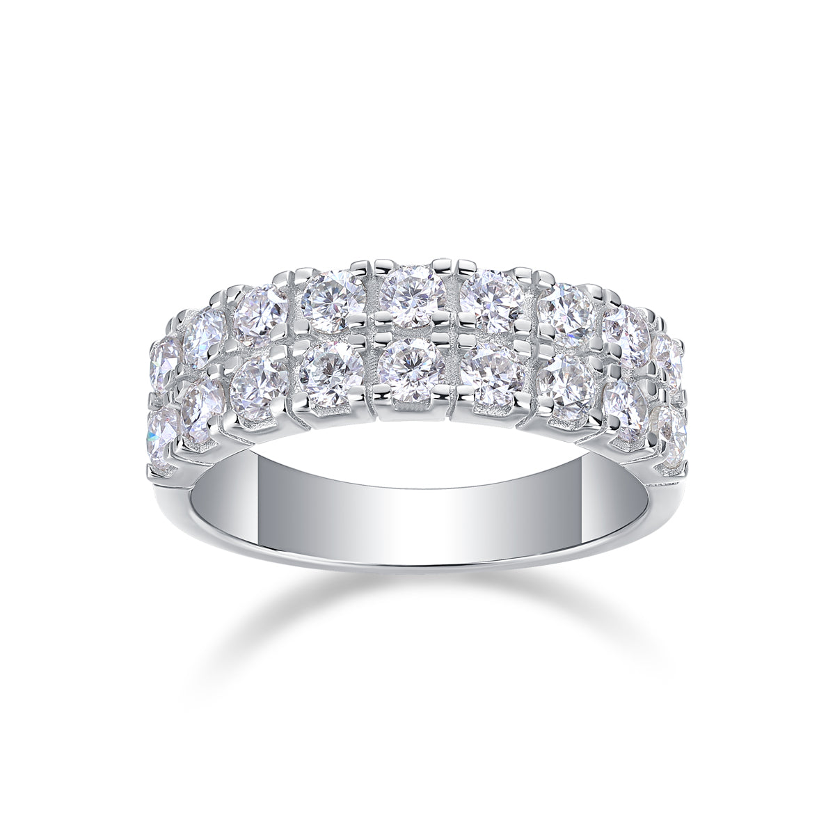 1.08 CT Moissanite Melee Ring in 18K White Gold Plated Sterling Silver#1