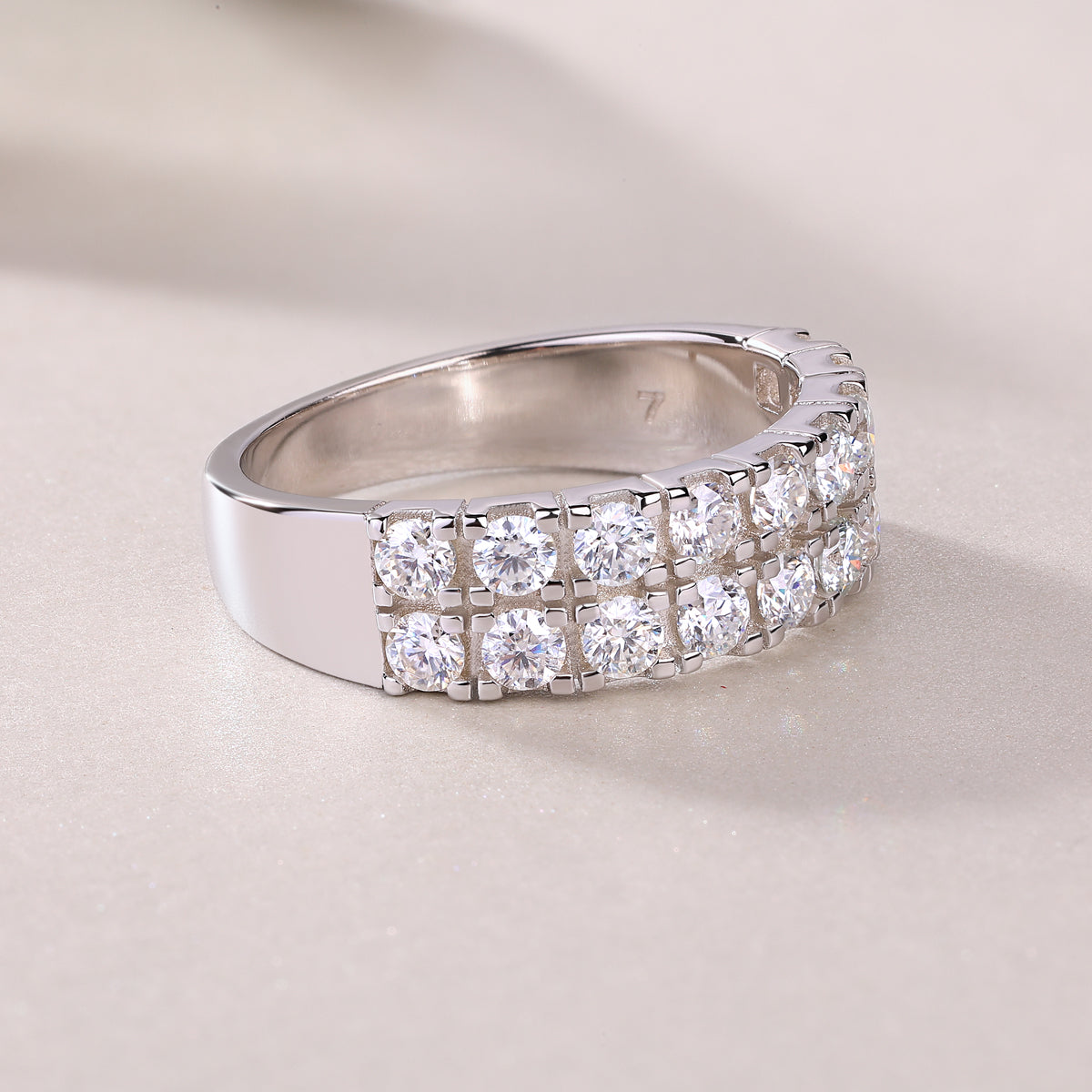 1.08 CT Moissanite Melee Ring in 18K White Gold Plated Sterling Silver#6